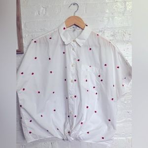 Madewell Tie-Front Strawberry top